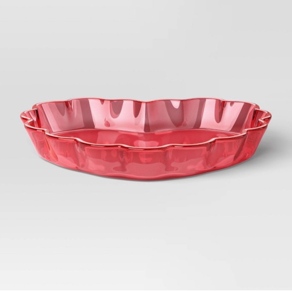 Glass Heart Valentines Tray Red with Scalloped Edge Target Threshold